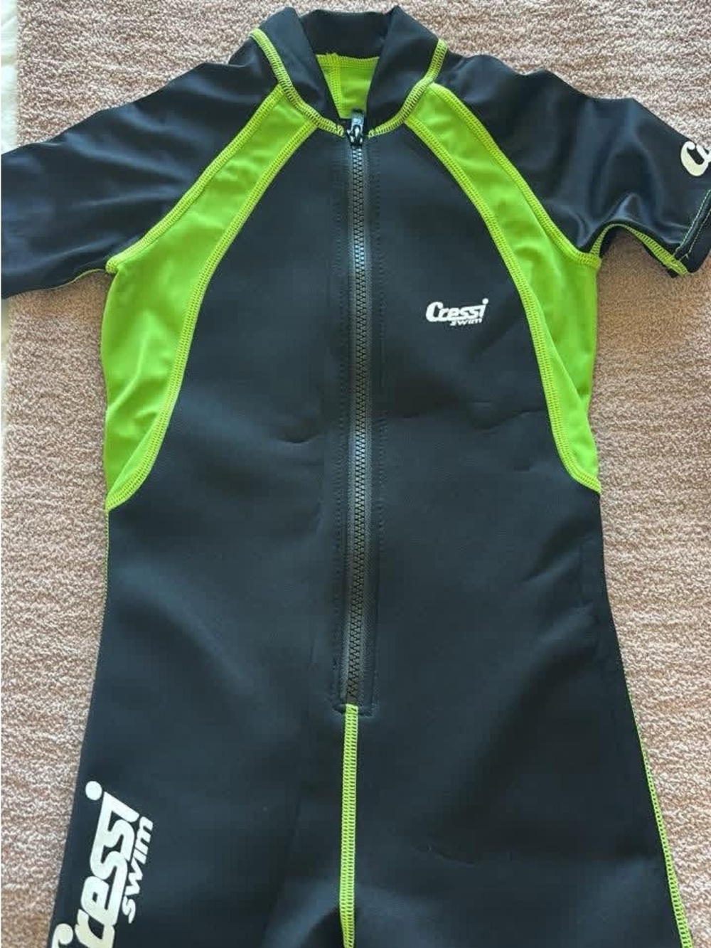 Cressi Kids Short Sleeve Rashguard - Black & Lime Green